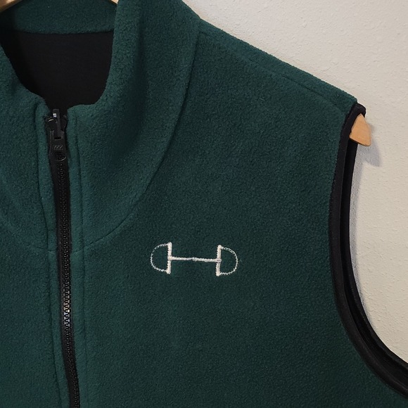 EQ Reversible Polartec Horse Fleece Vest XL Black‎ Green Equestrian Riding 24x27 - Picture 5 of 11